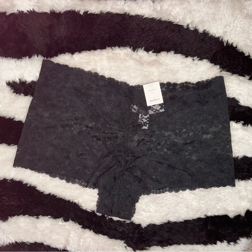 Auden Black Floral Lace Boyshorts